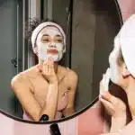 girl doing her facial skin care
